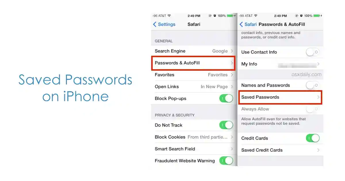 Saved Passwords on iPhone